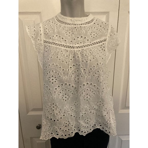 For All Mankind White Floral Lace Blouse Size Extra Small - Picture 1 of 2